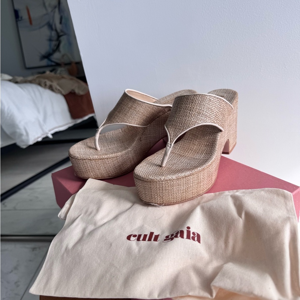 Cult Gaia Beige Platform Sandals